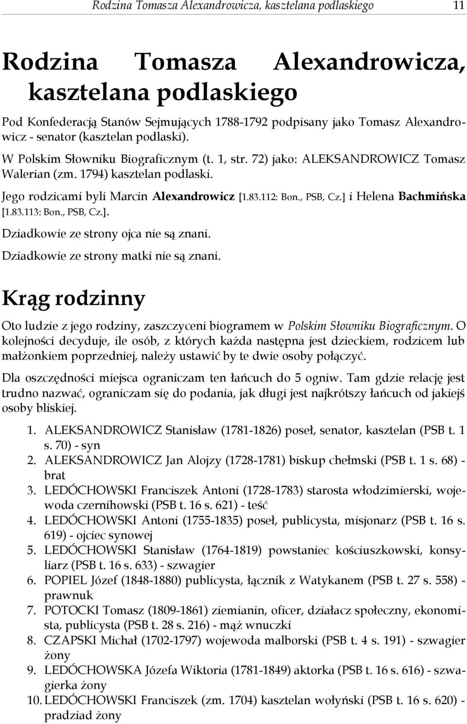 112: Bon., PSB, Cz.] i Helena Bachmińska [1.83.113: Bon., PSB, Cz.]. Dziadkowie ze strony ojca nie są znani. Dziadkowie ze strony matki nie są znani.