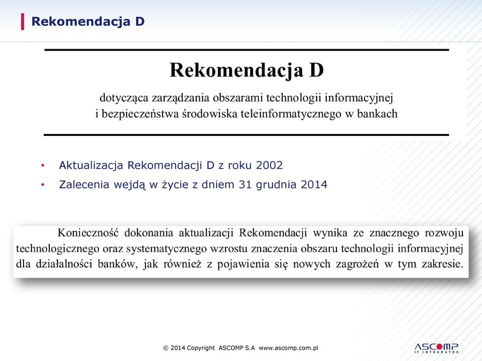 D z roku 2002 Zalecenia