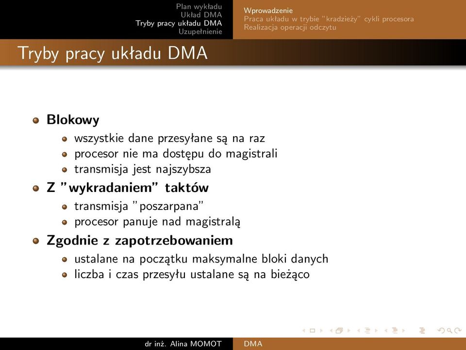 najszybsza Z wykradaniem taktów transmisja poszarpana procesor panuje nad magistralą Zgodnie z