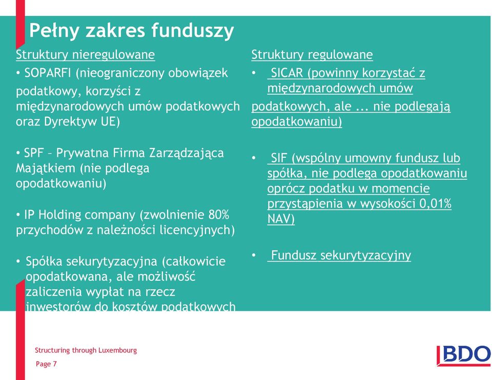 ale możliwość zaliczenia wypłat na rzecz inwestorów do kosztów podatkowych Struktury regulowane SICAR (powinny korzystać z międzynarodowych umów podatkowych, ale.