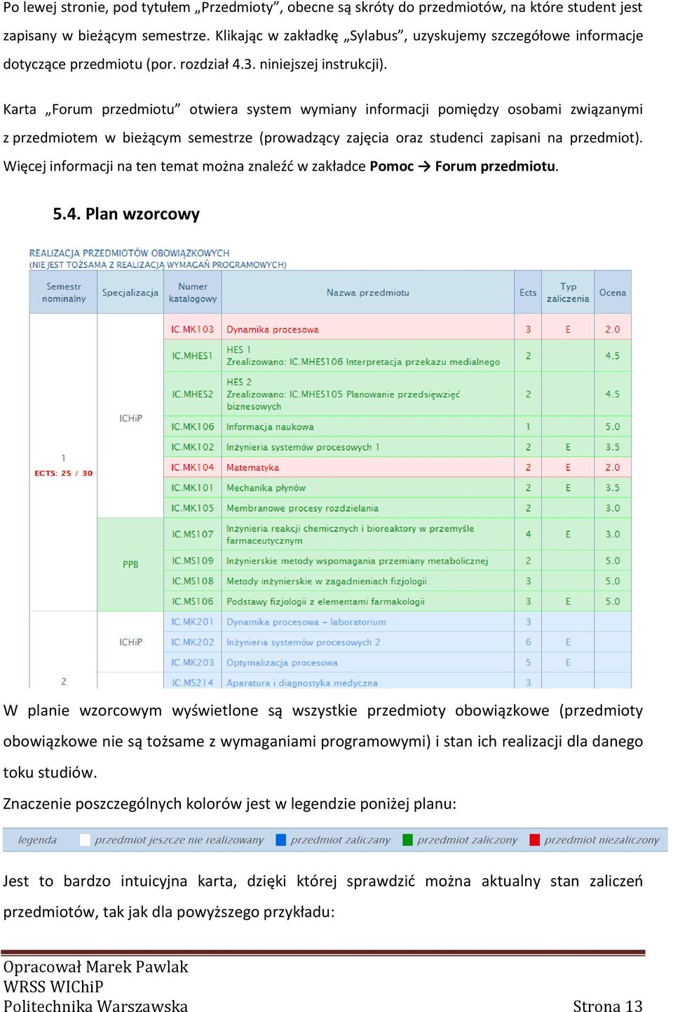 Karta Forum przedmiotu otwiera system wymiany informacji pomiędzy osobami związanymi z przedmiotem w bieżącym semestrze (prowadzący zajęcia oraz studenci zapisani na przedmiot).