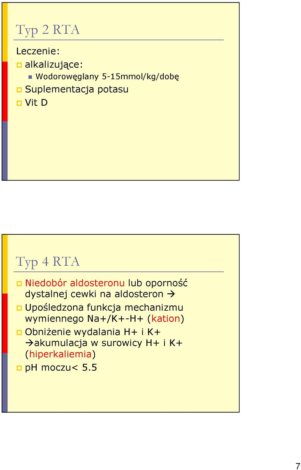 aldosteron Upośledzona funkcja mechanizmu wymiennego Na+/K+-H+ (kation)