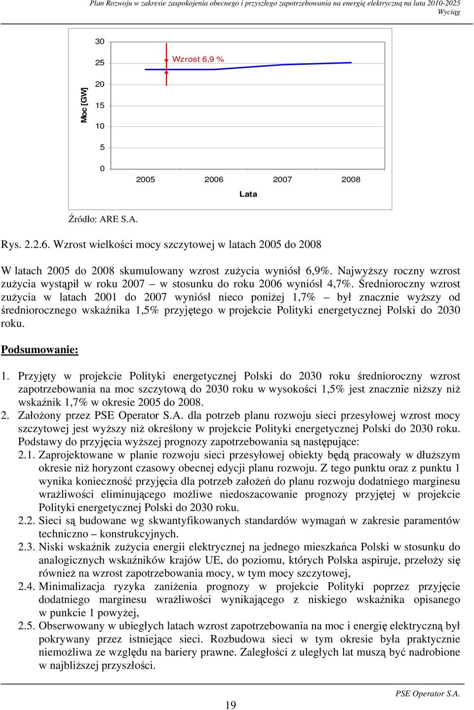 Średnioroczny wzrost zużycia w latach 2001 do 2007 wyniósł nieco poniżej 1,7% był znacznie wyższy od średniorocznego wskaźnika 1,5% przyjętego w projekcie Polityki energetycznej Polski do 2030 roku.