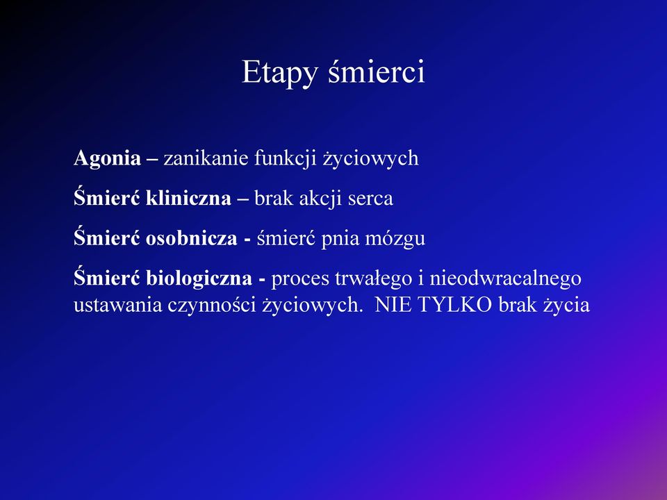 pnia mózgu Śmierć biologiczna - proces trwałego i