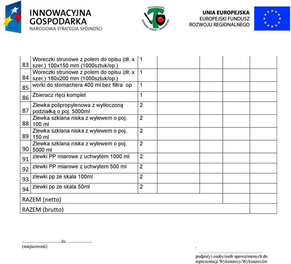 100 ml Zlewka szklana niska z wylewem o poj. 10 ml Zlewka szklana niska z wylewem o poj.