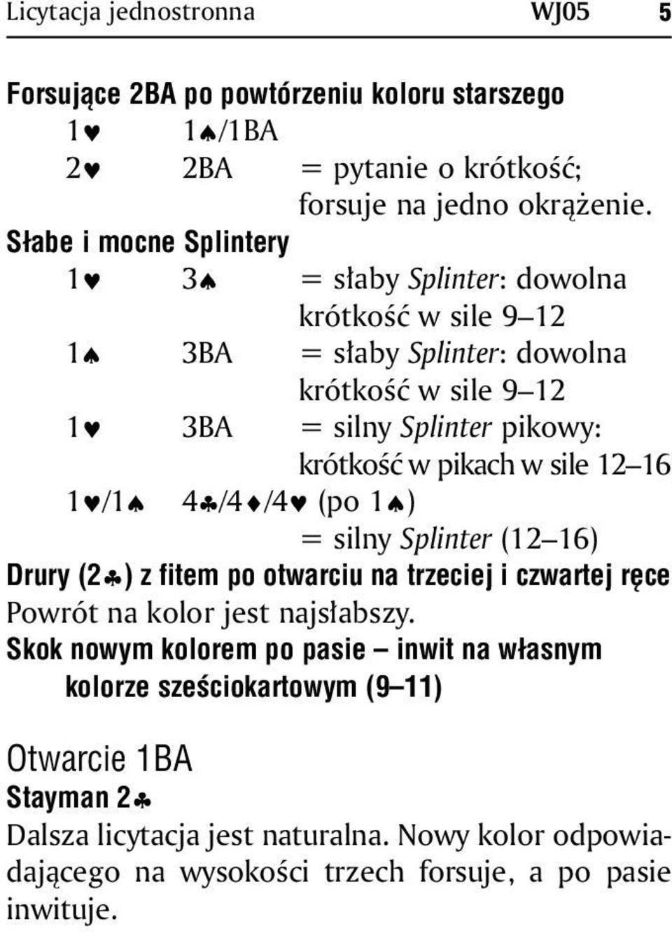 w pikach w sile 12 16 1 /1 4 /4 /4 (po 1 ) = silny Splinter (12 16) Drury (2 ) z fitem po otwarciu na trzeciej i czwartej ręce Powrót na kolor jest najsłabszy.