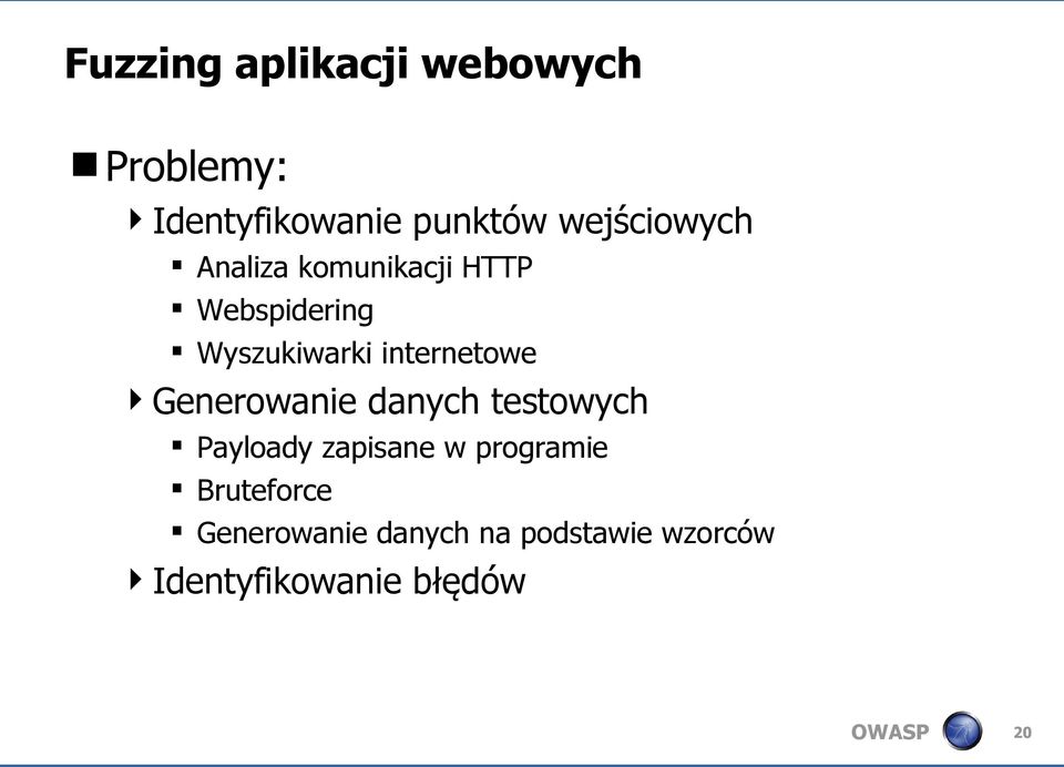 internetowe Generowanie danych testowych Payloady zapisane w