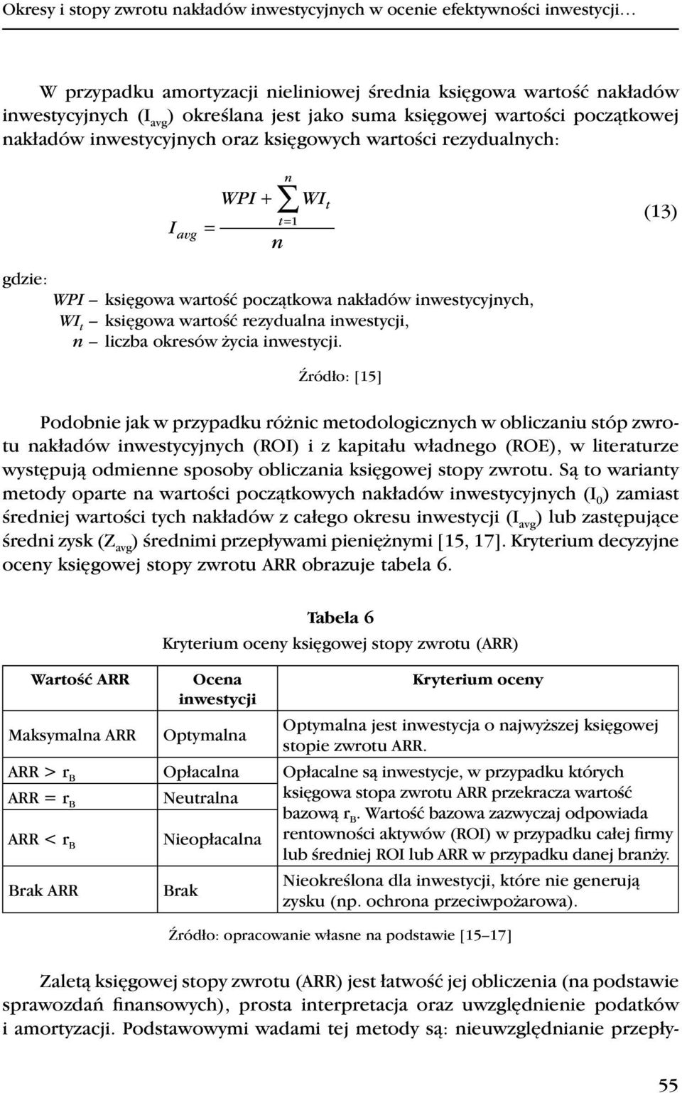 iwestycji, liczba okresów życia iwestycji.