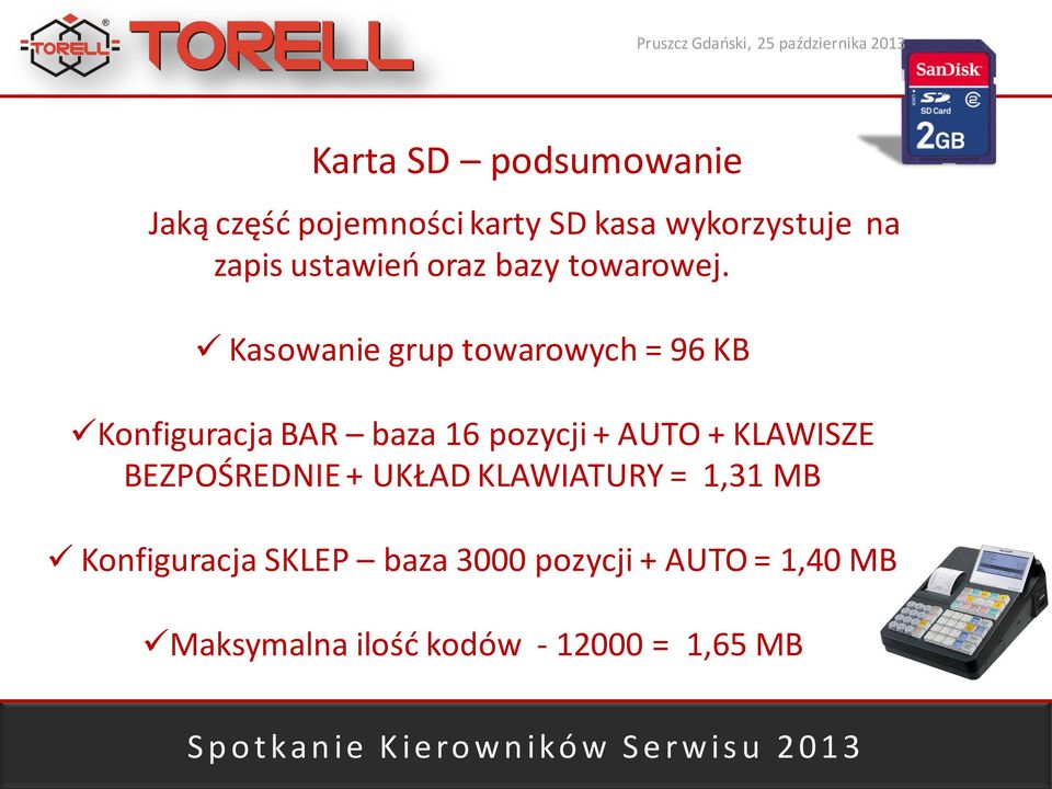 Kasowanie grup towarowych = 96 KB Konfiguracja BAR baza 16 pozycji + AUTO +