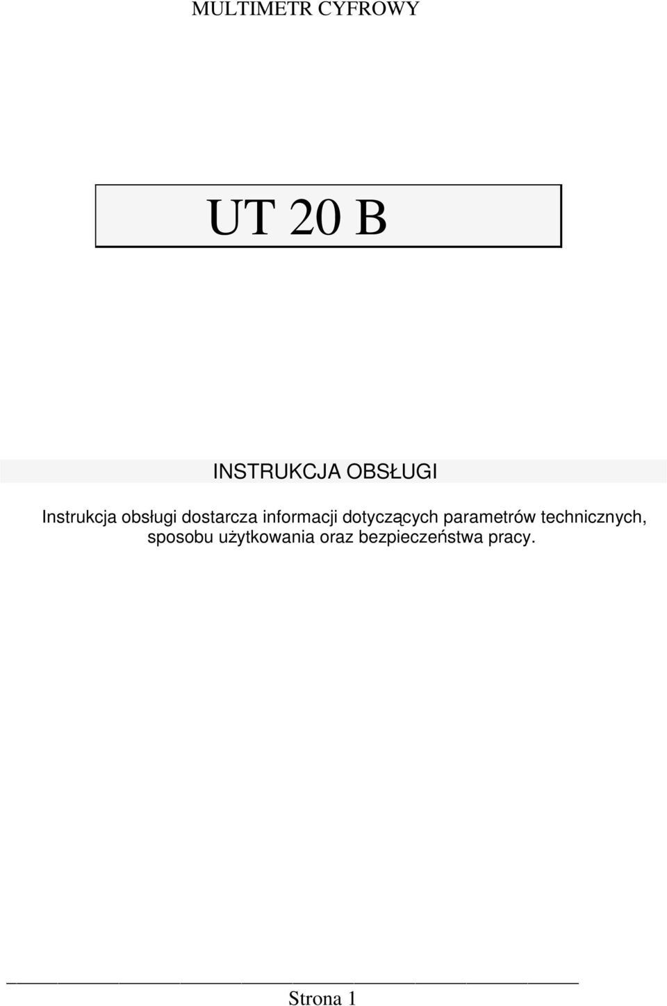 informacji dotyczcych parametrów