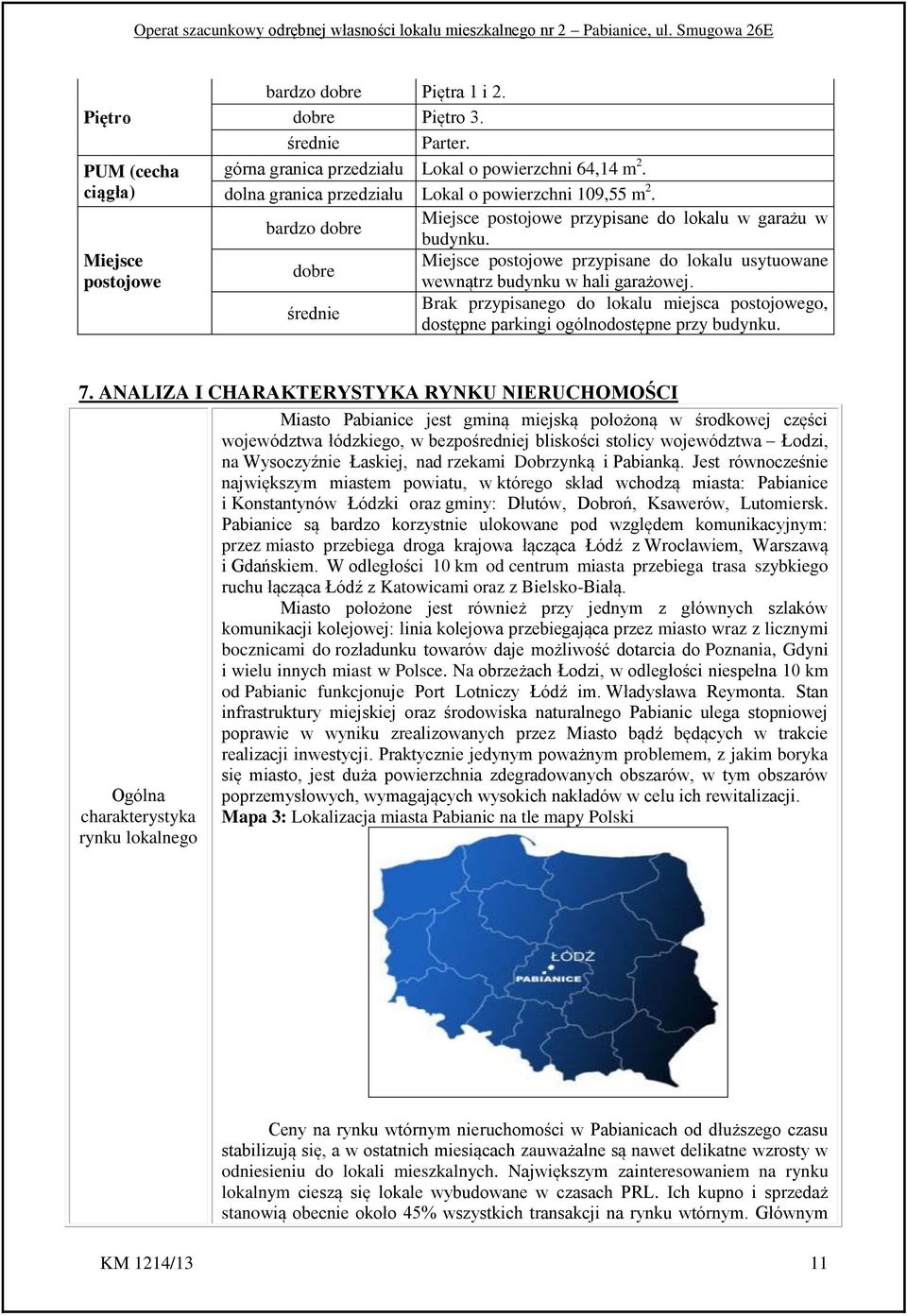 dobre Miejsce postojowe przypisane do lokalu usytuowane wewnątrz budynku w hali garażowej. średnie Brak przypisanego do lokalu miejsca postojowego, dostępne parkingi ogólnodostępne przy budynku. 7.