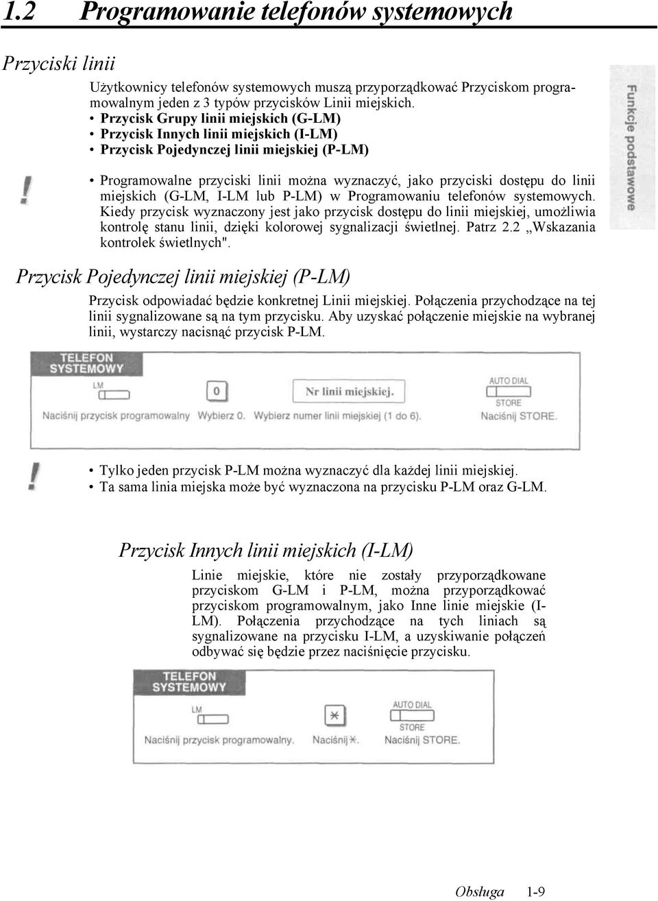 miejskich (G-LM, I-LM lub P-LM) w Programowaniu telefonów systemowych.