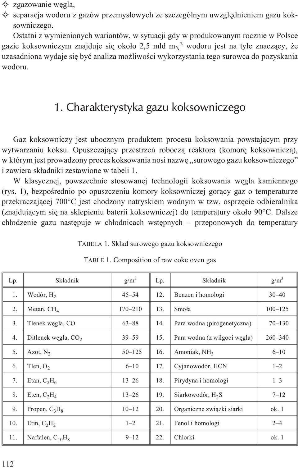 mo liwoœci wykorzystania tego surowca do pozyskania wodoru. 1. Charakterystyka gazu koksowniczego Gaz koksowniczy jest ubocznym produktem procesu koksowania powstaj¹cym przy wytwarzaniu koksu.