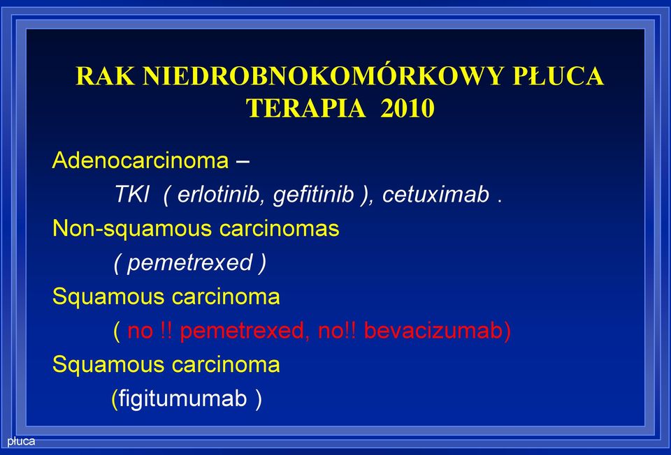 Non-squamous carcinomas ( pemetrexed ) Squamous