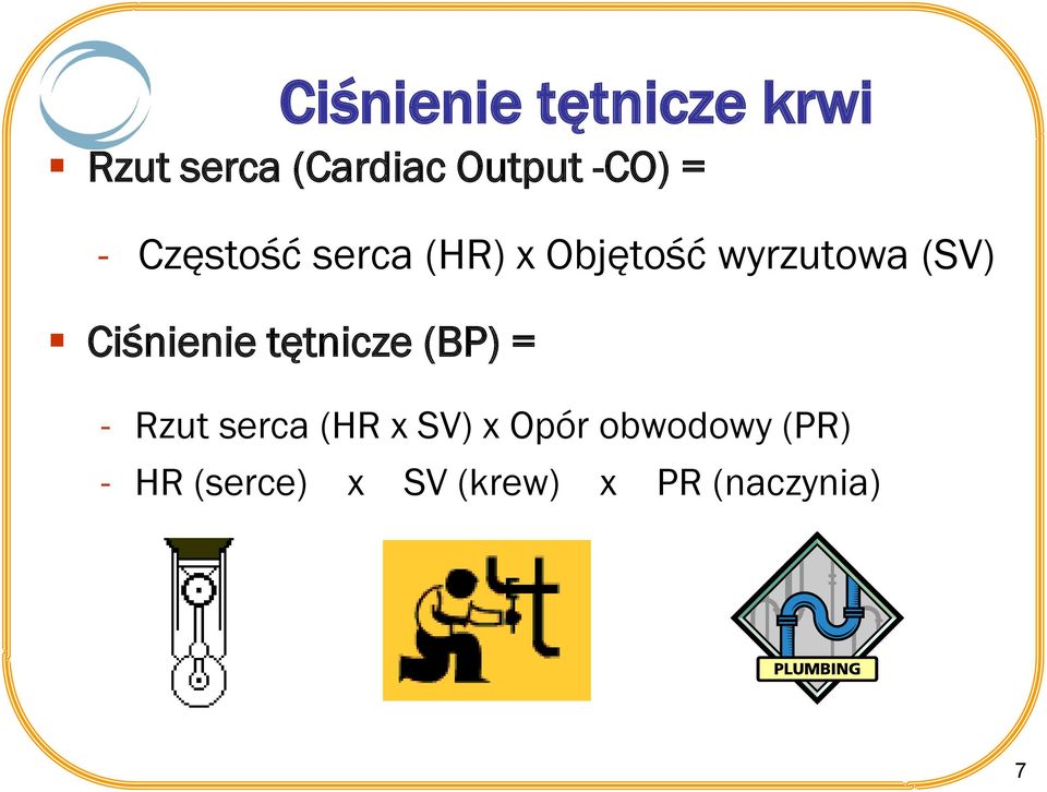 Ciśnienie tętnicze (BP) = - Rzut serca (HR x SV) x