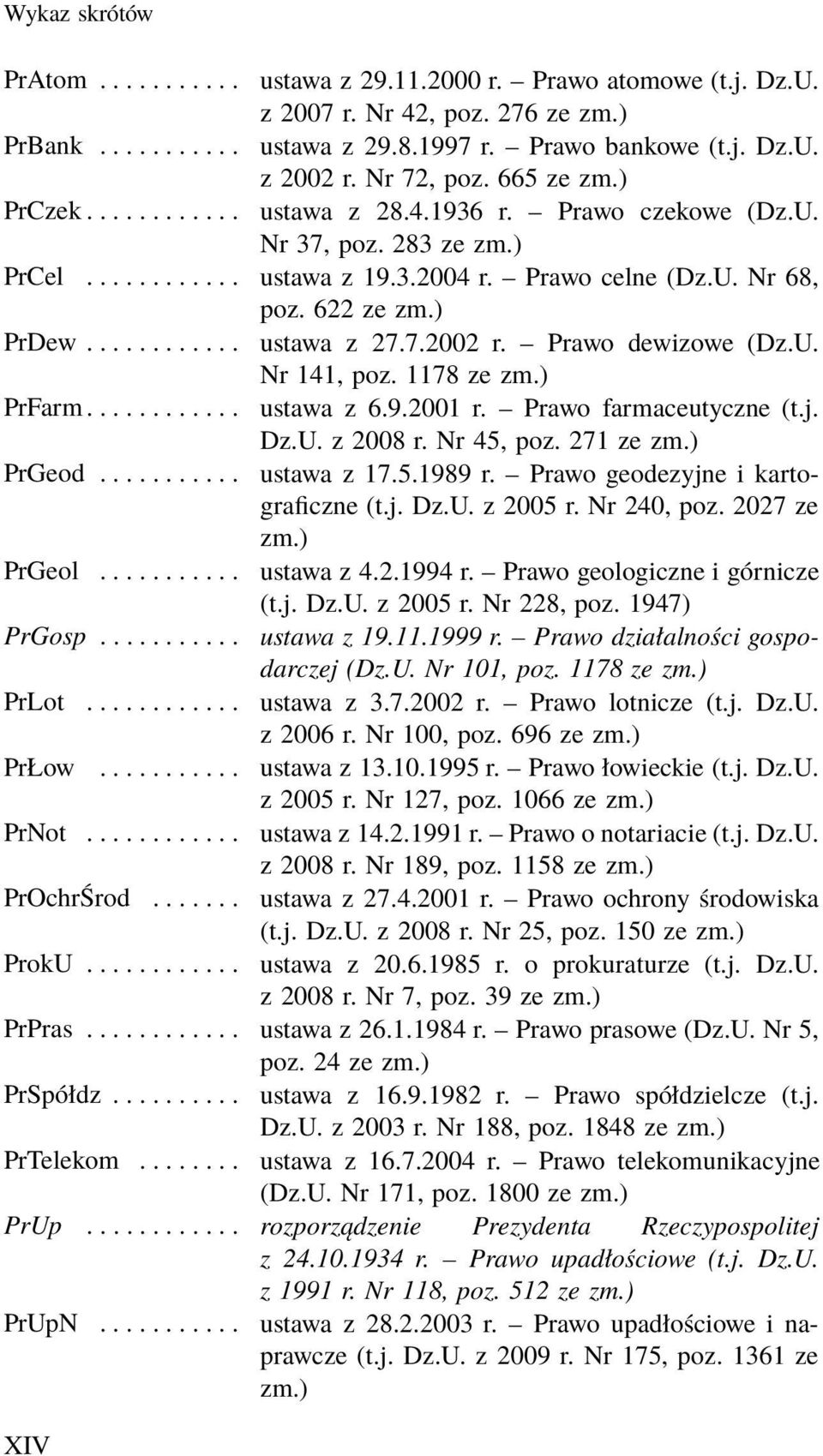 .. ustawa z 6.9.2001 r. Prawo farmaceutyczne (t.j. Dz.U. z 2008 r. Nr 45, poz. 271 ze PrGeod... ustawa z 17.5.1989 r. Prawo geodezyjne i kartograficzne (t.j. Dz.U. z 2005 r. Nr 240, poz.