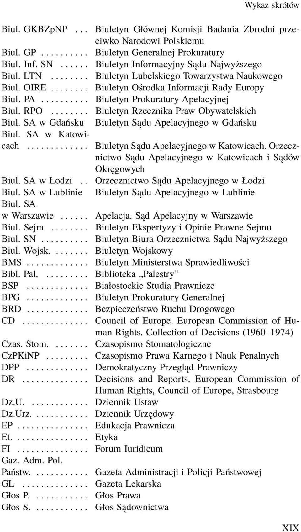 ....... Biuletyn Rzecznika Praw Obywatelskich Biul. SA w Gdańsku Biuletyn Sądu Apelacyjnego w Gdańsku Biul. SA w Katowicach... Biuletyn Sądu Apelacyjnego w Katowicach.