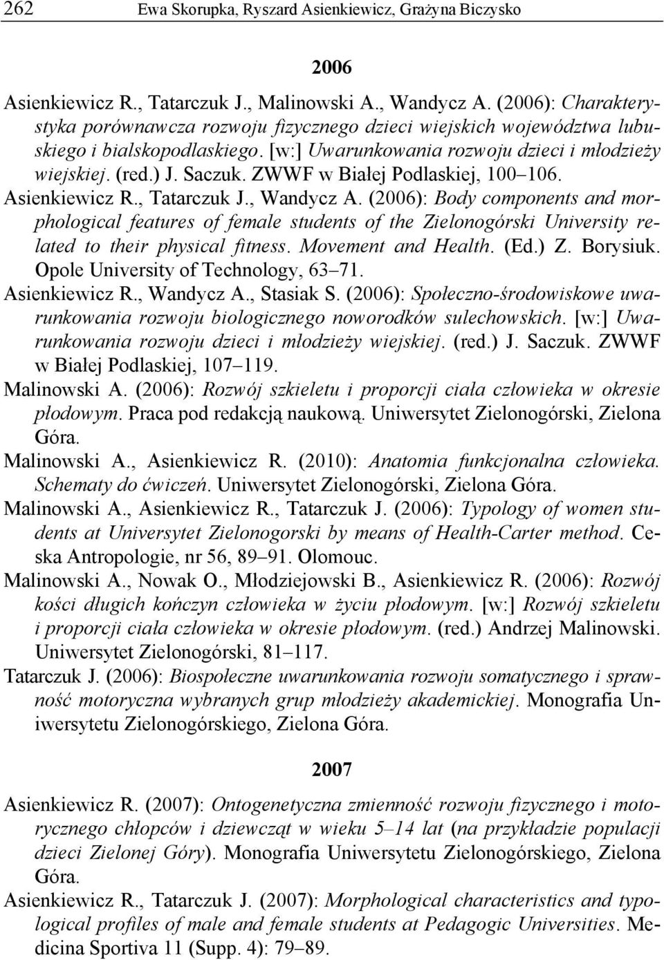 ZWWF w Białej Podlaskiej, 100 106. Asienkiewicz R., Tatarczuk J., Wandycz A.