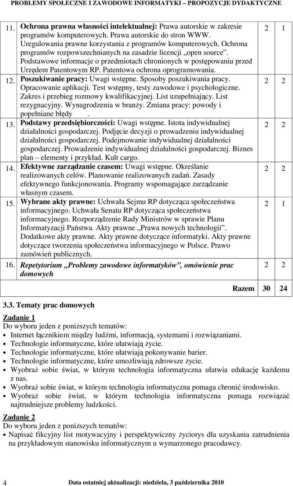 12. Poszukiwanie pracy: Uwagi wstępne. Sposoby poszukiwania pracy. Opracowanie aplikacji. Test wstępny, testy zawodowe i psychologiczne. Zakres i przebieg rozmowy kwalifikacyjnej. List uzupełniający.