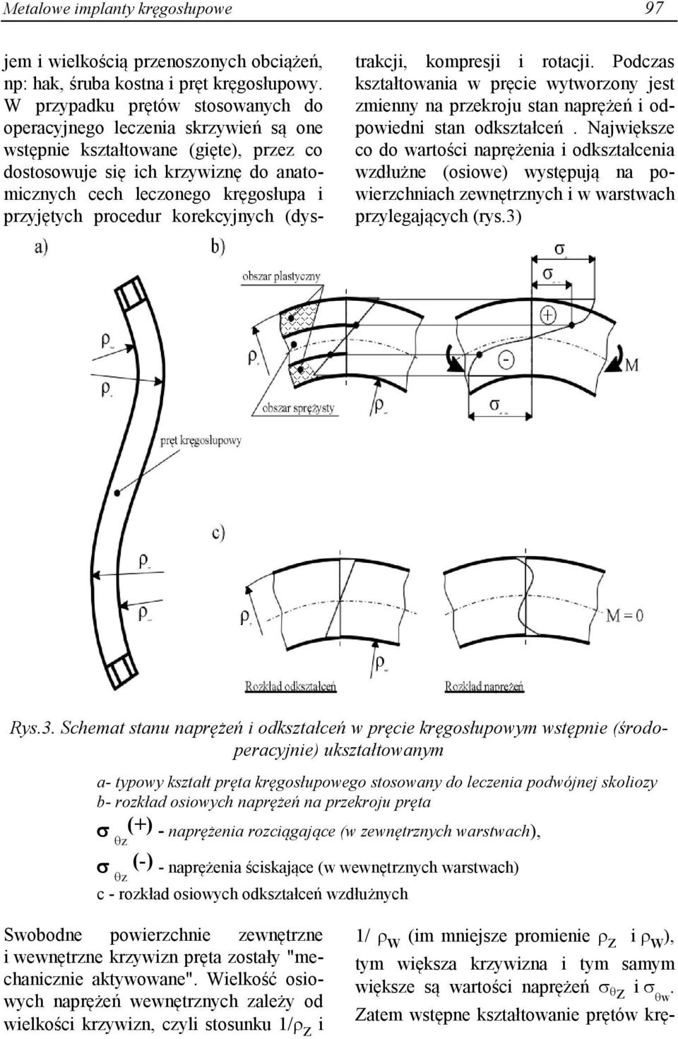 procedur korekcyjnych (dystrakcji, kompresji i rotacji. Podczas kształtowania w pręcie wytworzony jest zmienny na przekroju stan naprężeń i odpowiedni stan odkształceń.