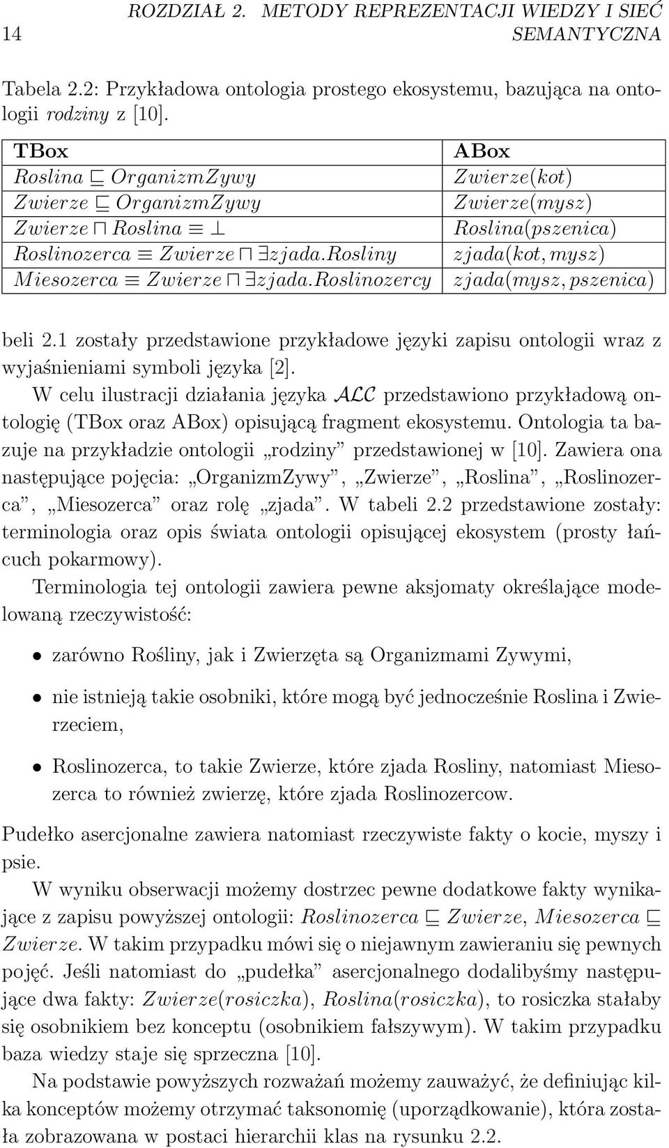 roslinozercy ABox Zwierze(kot) Zwierze(mysz) Roslina(pszenica) zjada(kot, mysz) zjada(mysz, pszenica) beli 2.