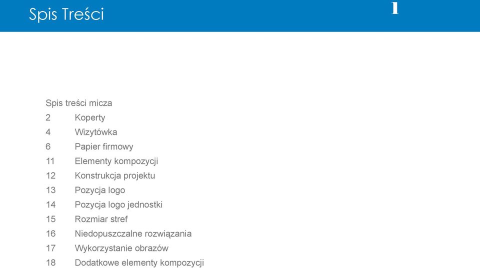 logo 14 Pozycja logo jednostki 15 Rozmiar stref 16 Niedopuszczalne