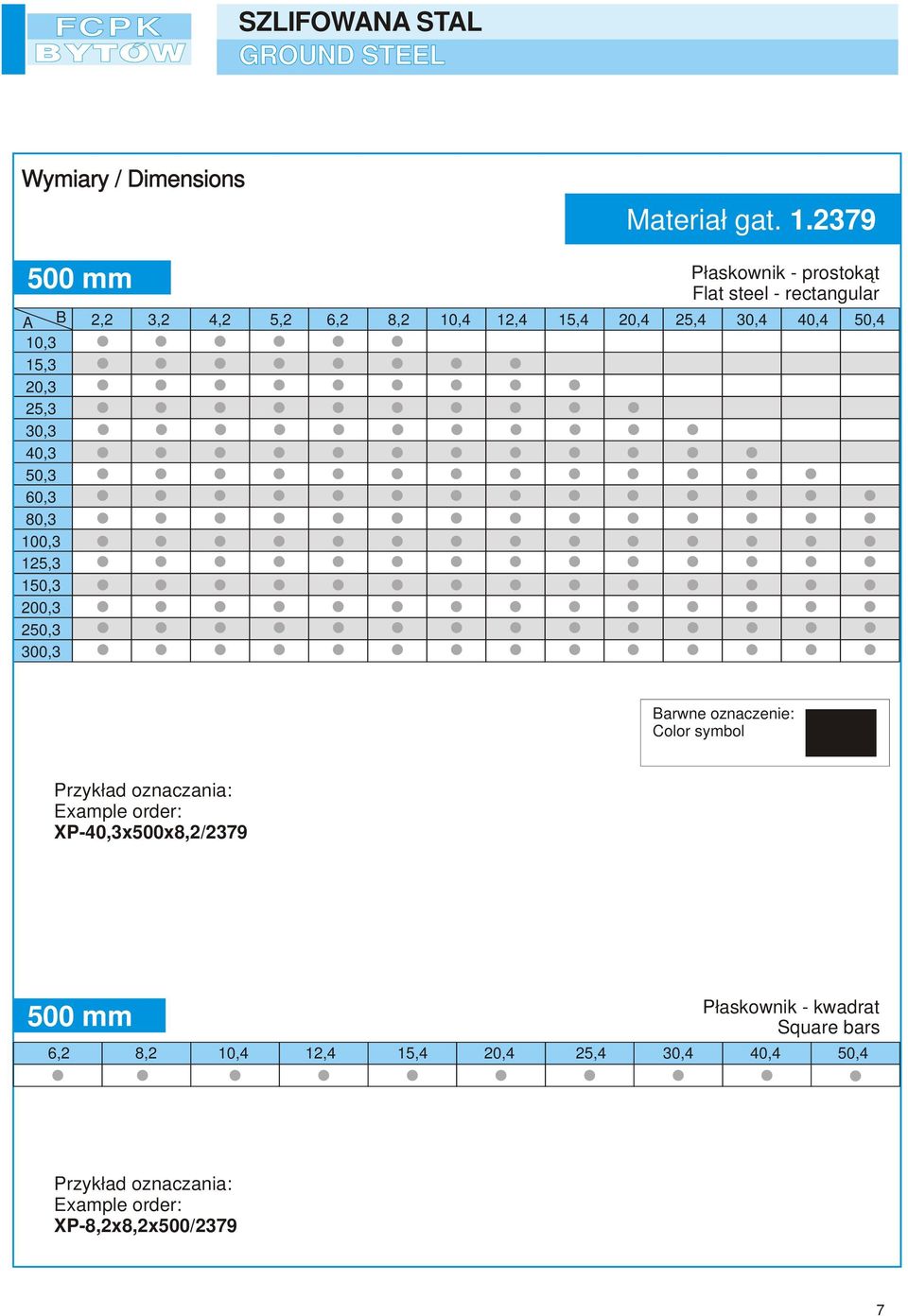 Płaskownik - prostokąt Flat steel - rectangular 2,2 3,2 4,2 5,2 6,2 8,2 10,4 12,4 15,4 20,4 25,4