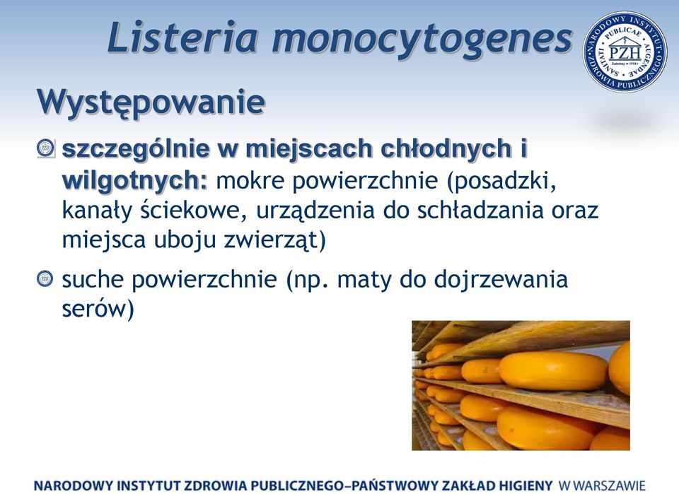 (posadzki, kanały ściekowe, urządzenia do schładzania oraz