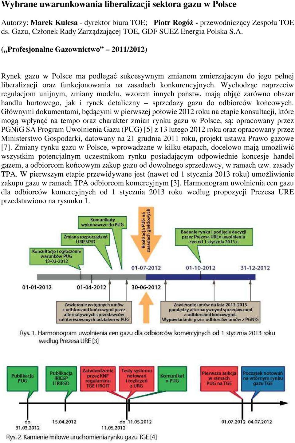 ( Profesjonalne Gazownictwo 2011/2012) Rynek gazu w Polsce ma podlegać sukcesywnym zmianom zmierzającym do jego pełnej liberalizacji oraz funkcjonowania na zasadach konkurencyjnych.