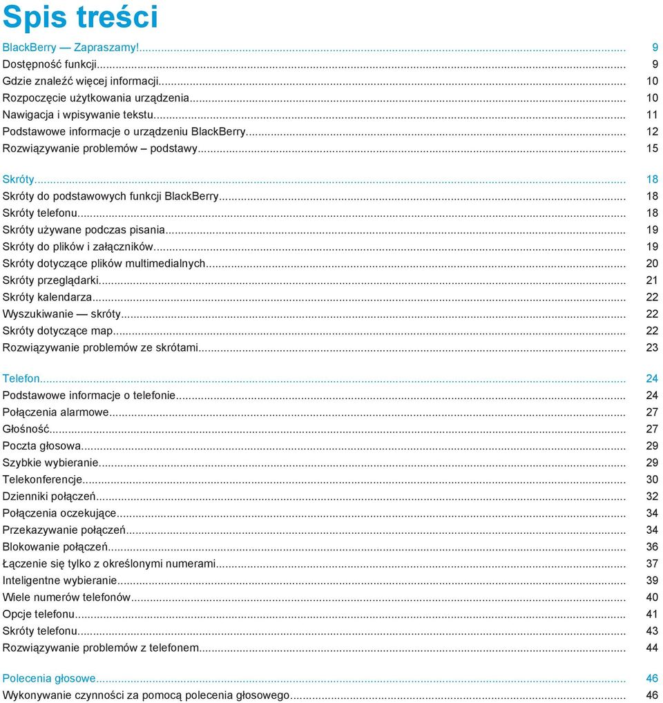 .. 18 Skróty używane podczas pisania... 19 Skróty do plików i załączników... 19 Skróty dotyczące plików multimedialnych... 20 Skróty przeglądarki... 21 Skróty kalendarza... 22 Wyszukiwanie skróty.