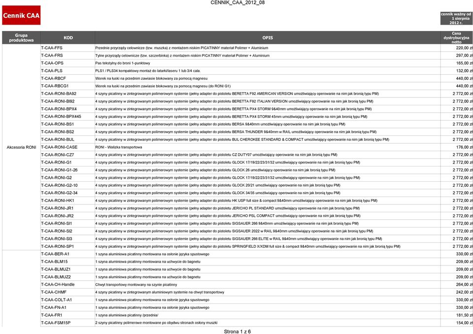 szczerbinka) z montażem niskim PICATINNY materiał Polimer + Aluminium 297,00 zł T-CAA-OPS Pas tekstylny do broni 1-punktowy 165,00 zł T-CAA-PLS PLS1 / PLS34 kompaktowy montaż do latarki/laseru 1 lub