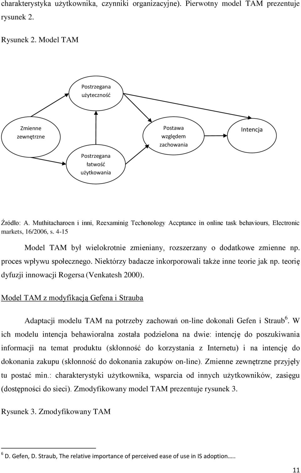 Muthitacharoen i inni, Reexaminig Techonology Accptance in online task behaviours, Electronic markets, 16/2006, s. 4-15 Model TAM był wielokrotnie zmieniany, rozszerzany o dodatkowe zmienne np.