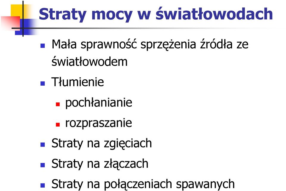 pochłanianie rozpraszanie Straty na zgięciach