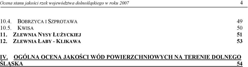 ZLEWNIA NYSY ŁUŻYCKIEJ 51 12. ZLEWNIA ŁABY - KLIKAWA 53 IV.