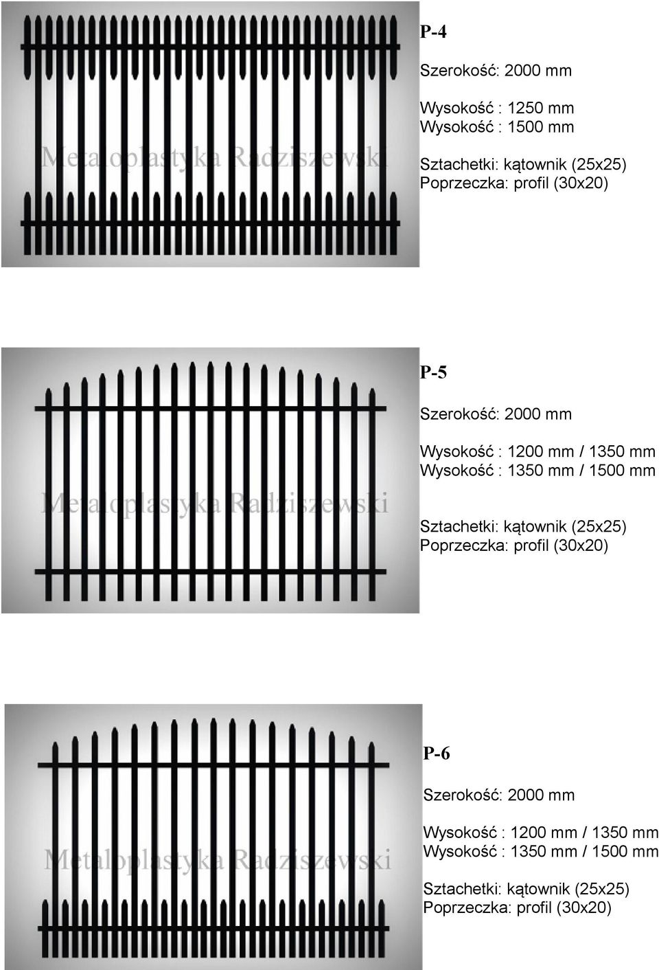 1500 mm P-6 Wysokość : 1200 mm