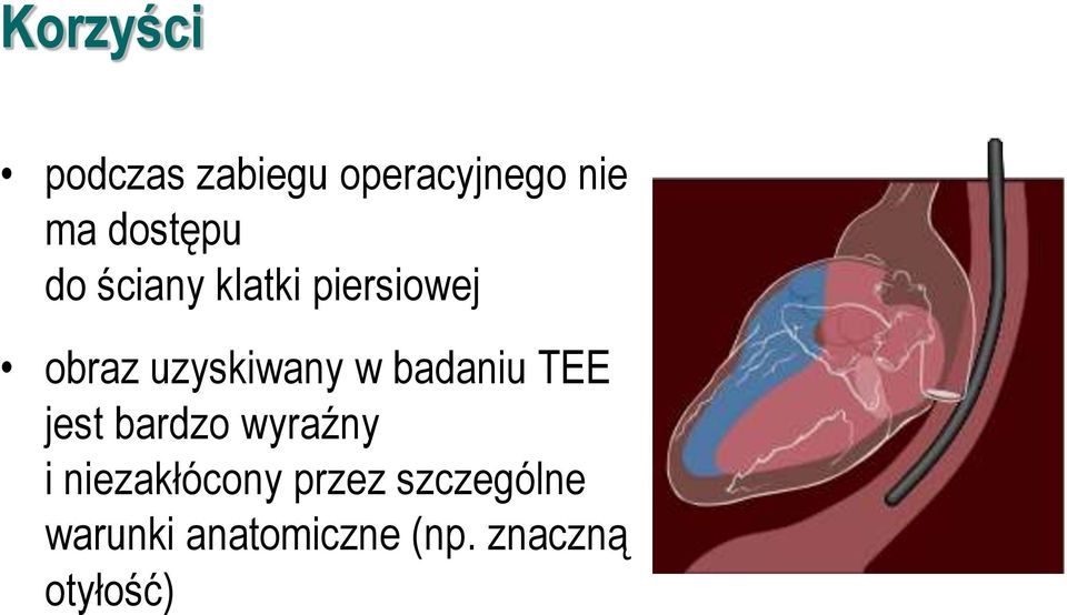 uzyskiwany w badaniu TEE jest bardzo wyraźny i