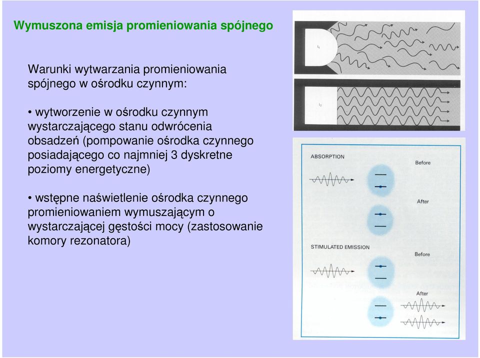 ośrodka czynnego posiadającego co najmniej 3 dyskretne poziomy energetyczne) wstępne naświetlenie