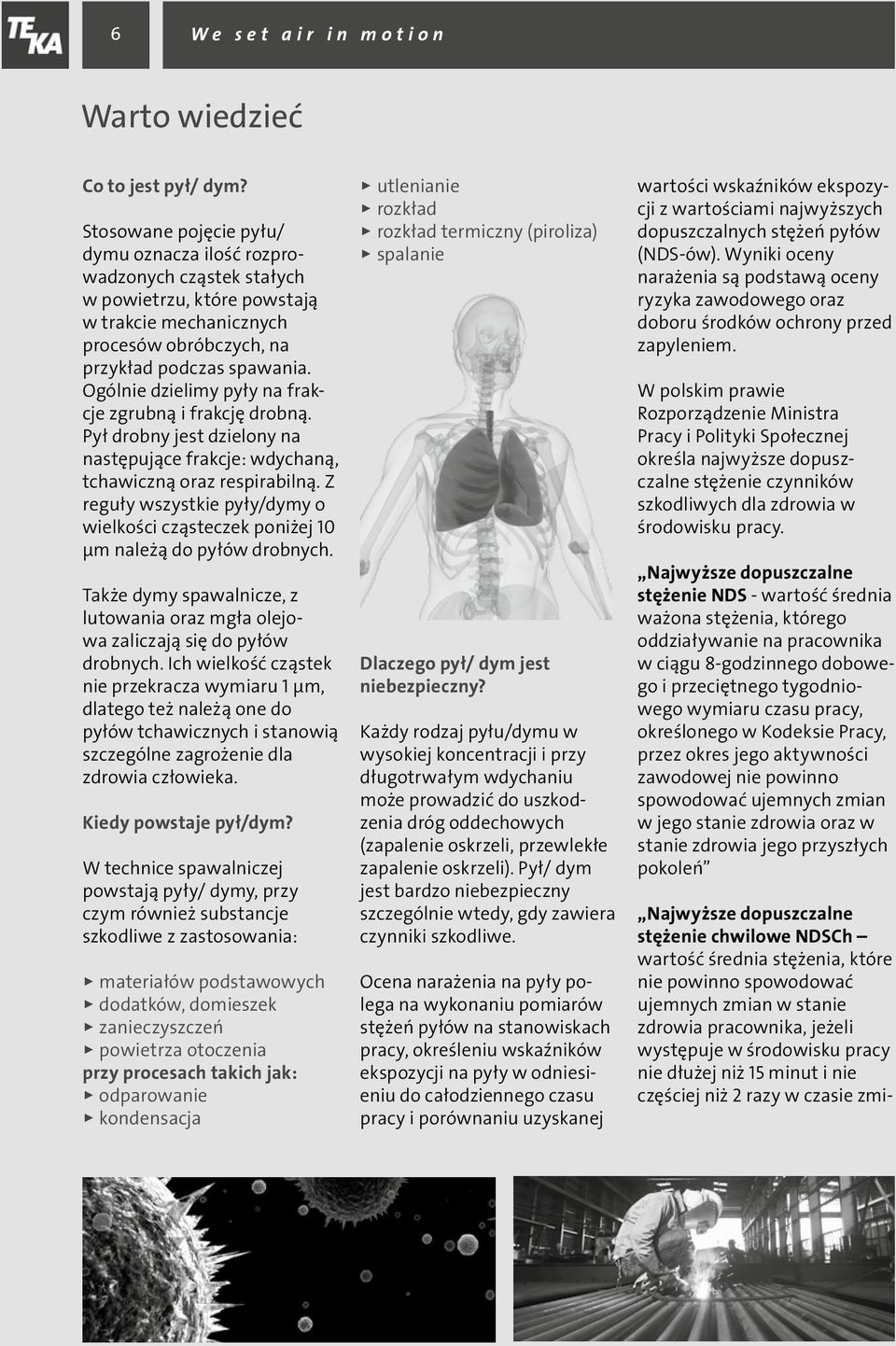 Ogólnie dzielimy pyły na frakcje zgrubną i frakcję drobną. Pył drobny jest dzielony na następujące frakcje: wdychaną, tchawiczną oraz respirabilną.
