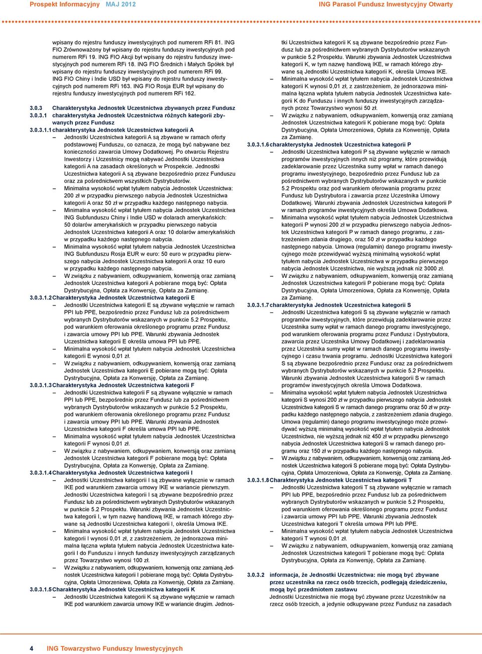 ING FIO Średnich i Małych Spółek był wpisany do rejestru funduszy inwestycyjnych pod numerem RFi 99. ING FIO Chiny i Indie USD był wpisany do rejestru funduszy inwestycyjnych pod numerem RFi 163.