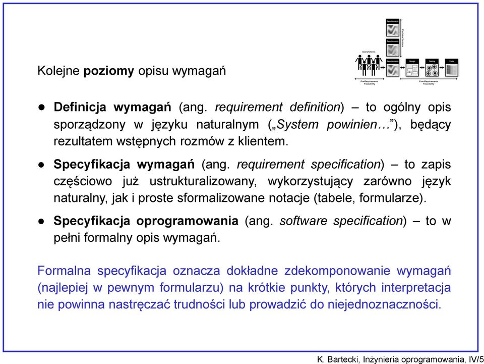 requirement specification) to zapis częściowo już ustrukturalizowany, wykorzystujący zarówno język naturalny, jak i proste sformalizowane notacje (tabele, formularze).