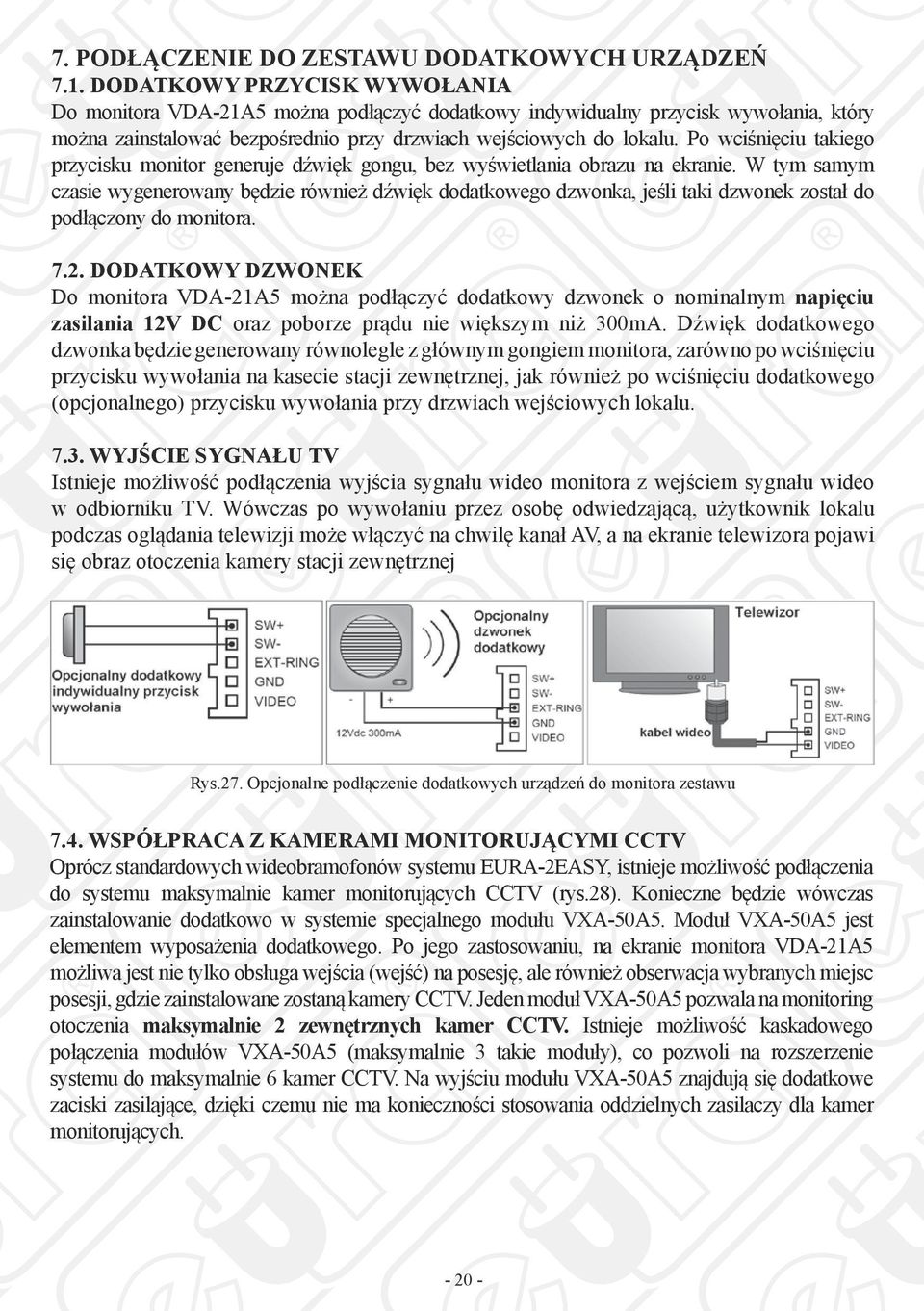 Po wciśnięciu takiego przycisku monitor generuje dźwięk gongu, bez wyświetlania obrazu na ekranie.