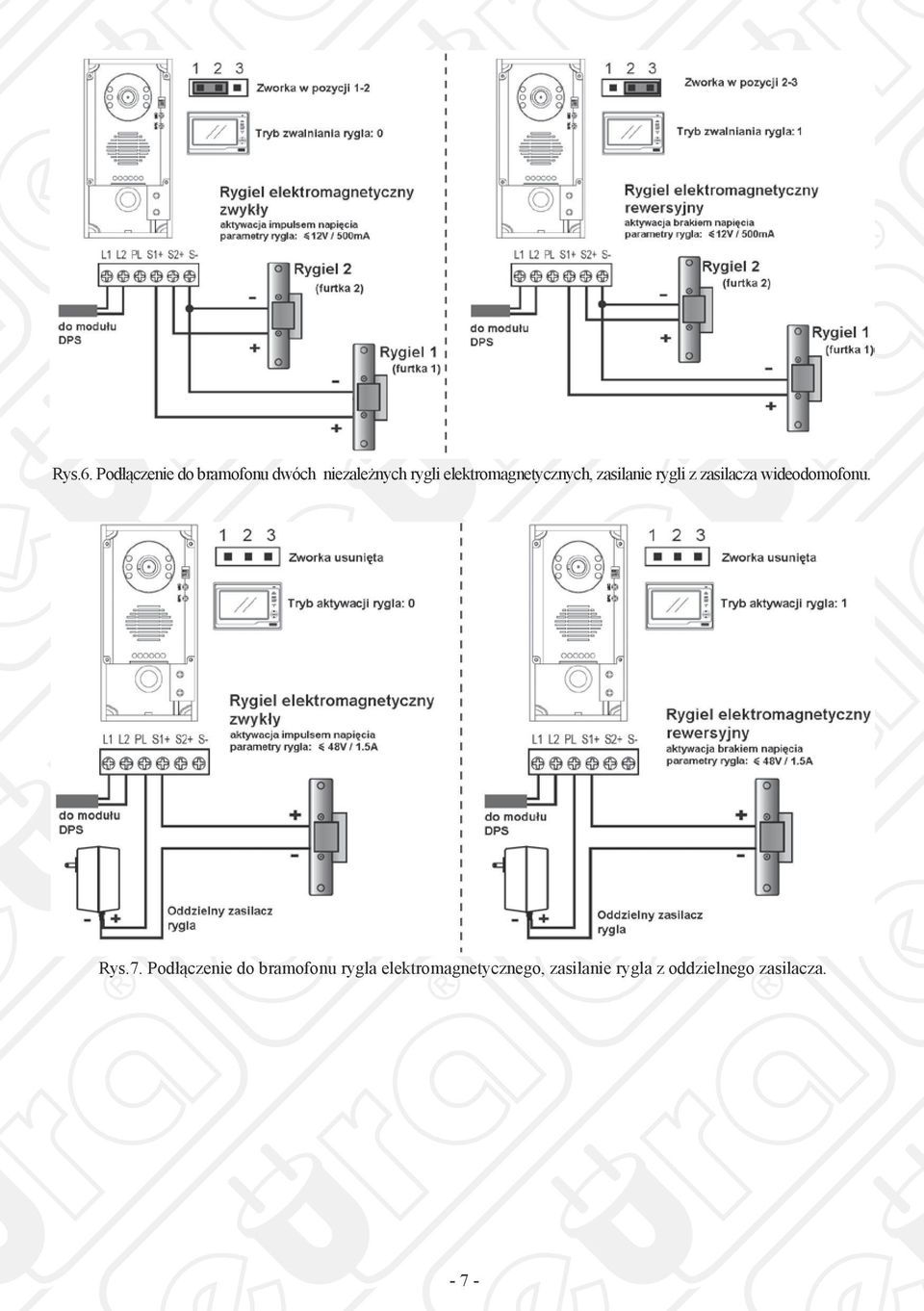 elektromagnetycznych, zasilanie rygli z zasilacza