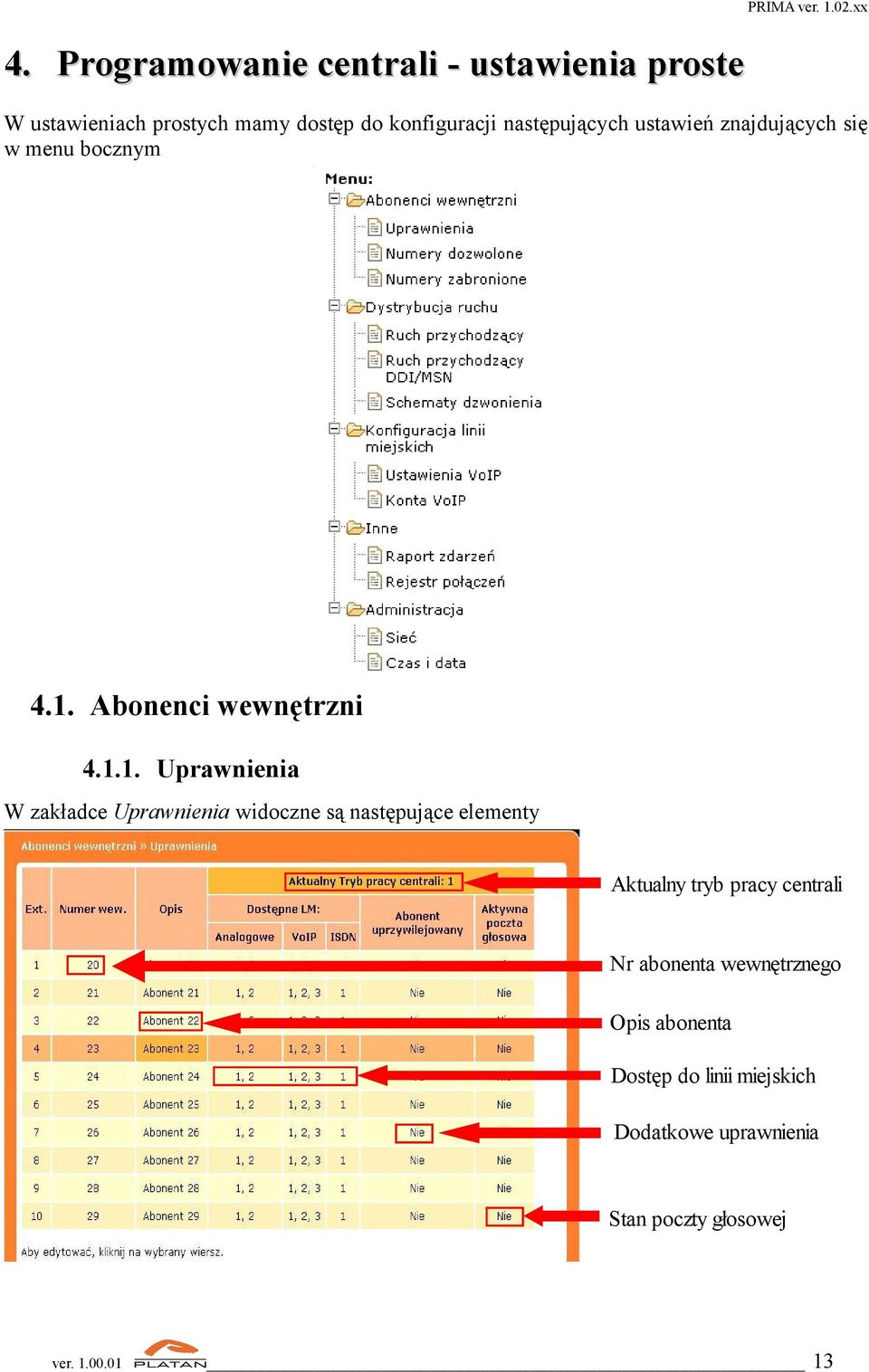 Abonenci wewnętrzni 4.1.