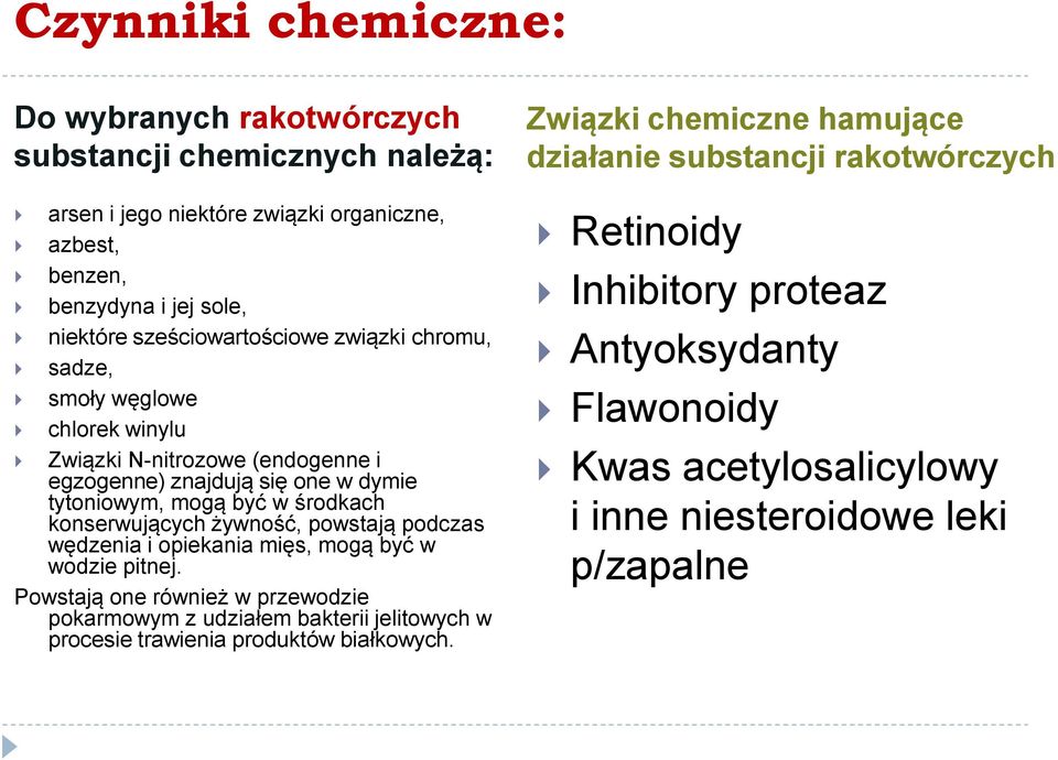 konserwujących żywność, powstają podczas wędzenia i opiekania mięs, mogą być w wodzie pitnej.