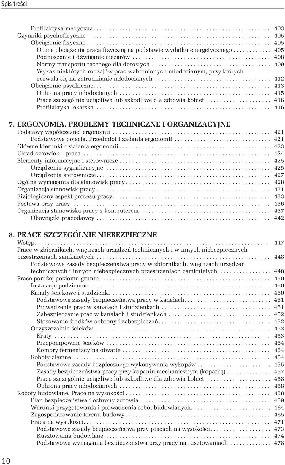 .......................................... 408 Normy transportu ręcznego dla dorosłych.