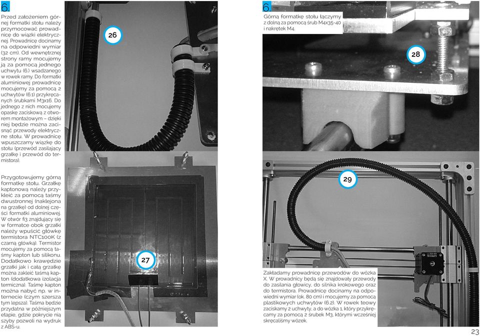 Do jednego z nich mocujemy opaskę zaciskową z otworem montażowym dzięki niej będzie można zacisnąć przewody elektryczne stołu.