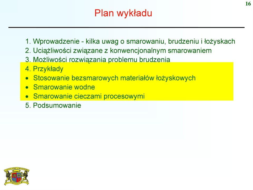 Uciążliwości związane z konwencjonalnym smarowaniem 3.