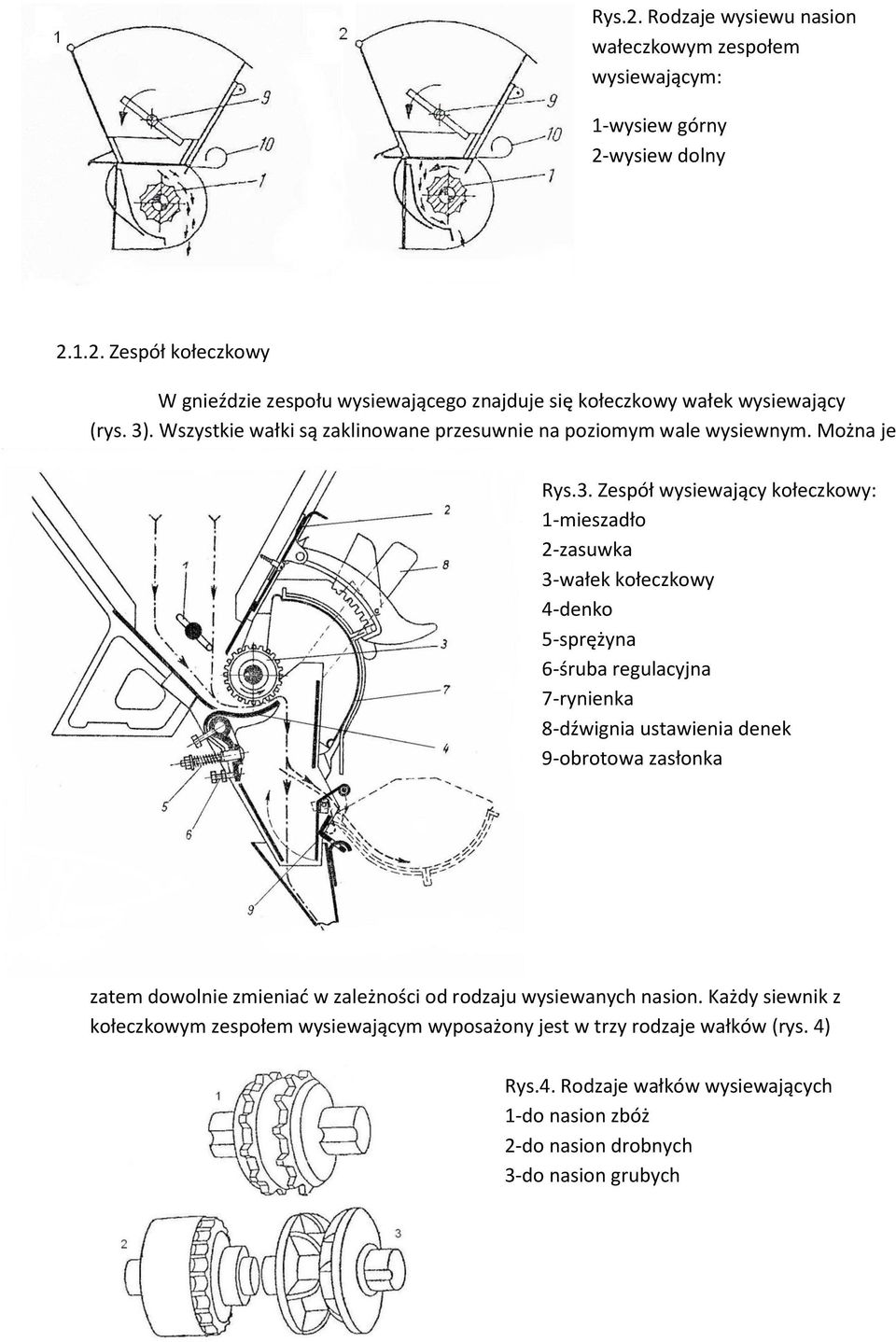 5-sprężyna 6-śruba regulacyjna 7-rynienka 8-dźwignia ustawienia denek 9-obrotowa zasłonka zatem dowolnie zmieniad w zależności od rodzaju wysiewach nasion.