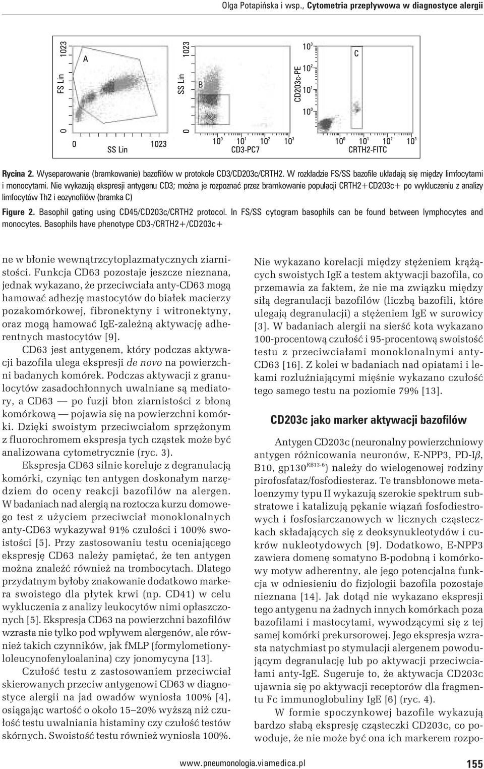 Nie wykazują ekspresji antygenu CD3; można je rozpoznać przez bramkowanie populacji CRTH2+CD203c+ po wykluczeniu z analizy limfocytów Th2 i eozynofilów (bramka C) Figure 2.