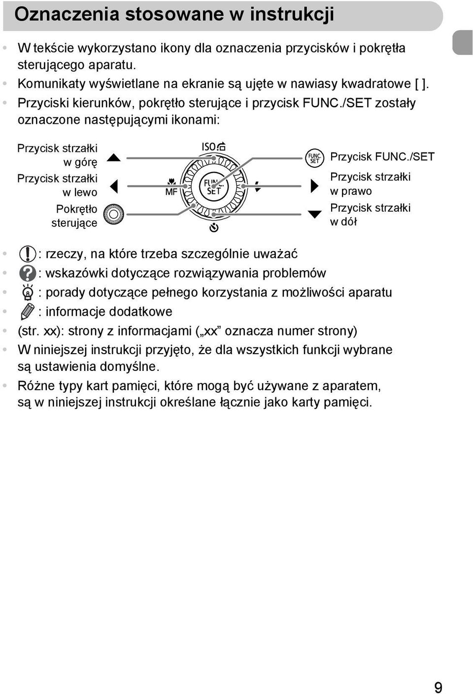 /SET Przycisk strzałki w prawo Przycisk strzałki w dół : rzeczy, na które trzeba szczególnie uważać : wskazówki dotyczące rozwiązywania problemów : porady dotyczące pełnego korzystania z możliwości